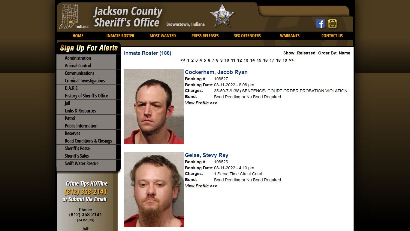 Inmate Roster - Jackson County IN Sheriff's Office